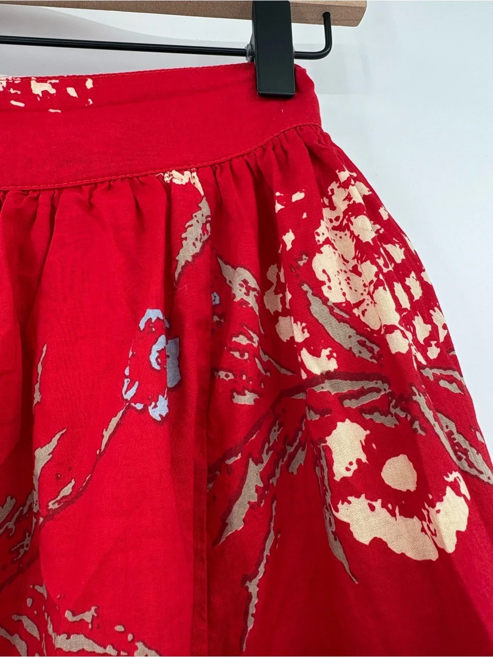 Posse Zina Pineapple Midi Wrap Skirt Red XS Limited Edition 100% Cotton Resort